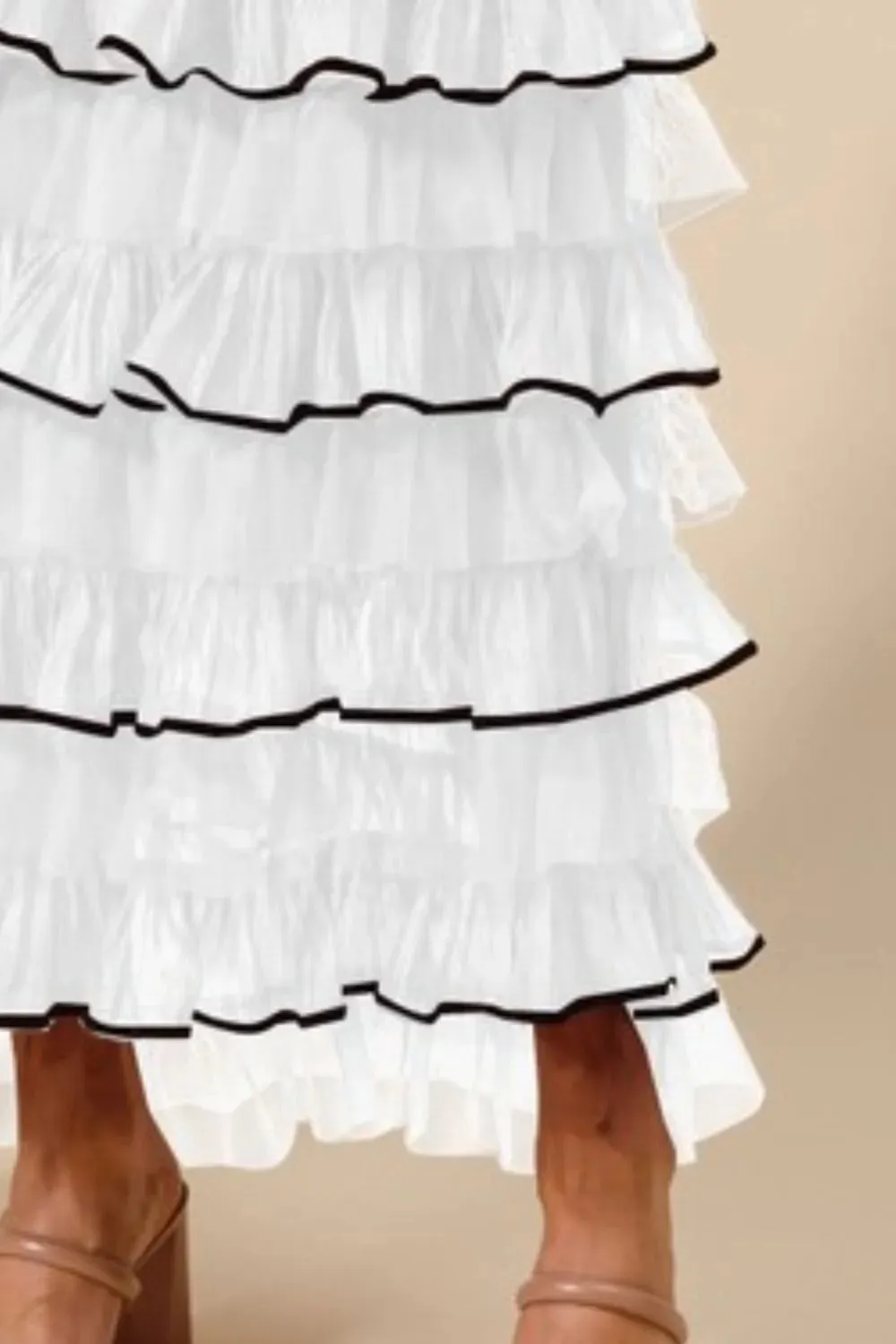 SO ME Layered Ruffled Tulle Maxi Skirt
