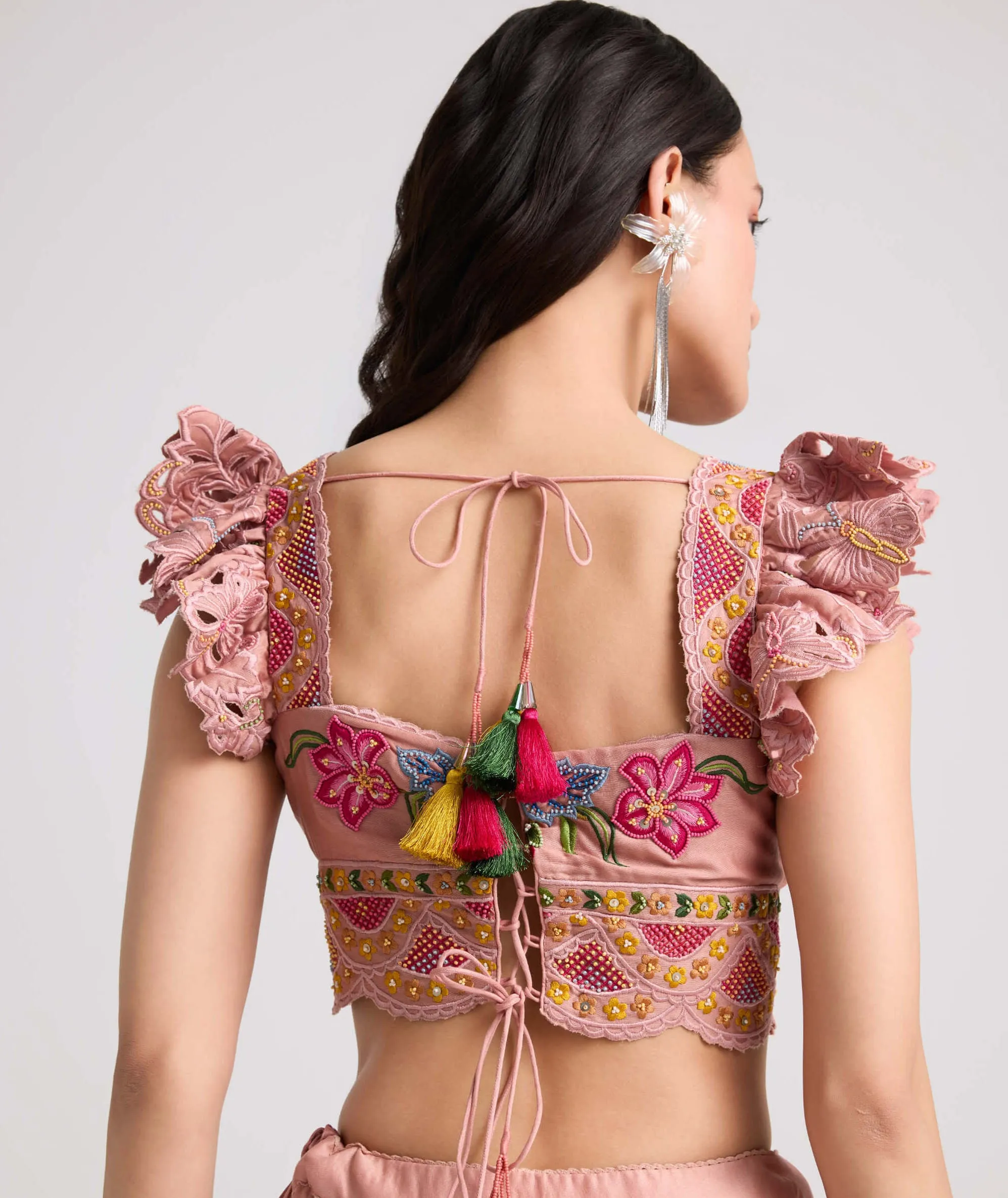 Soft pink multicolor floral bustier