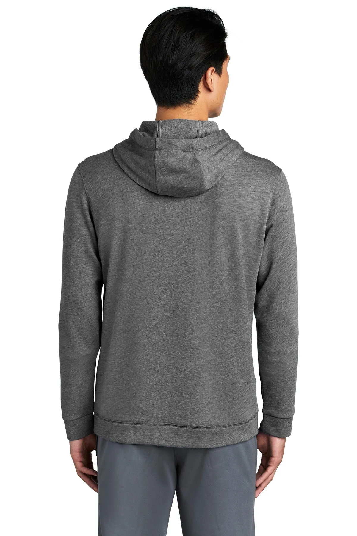 Sport-Tek  PosiCharge  Tri-Blend Wicking Fleece Hooded Pullover. ST296 Dark Grey Heather