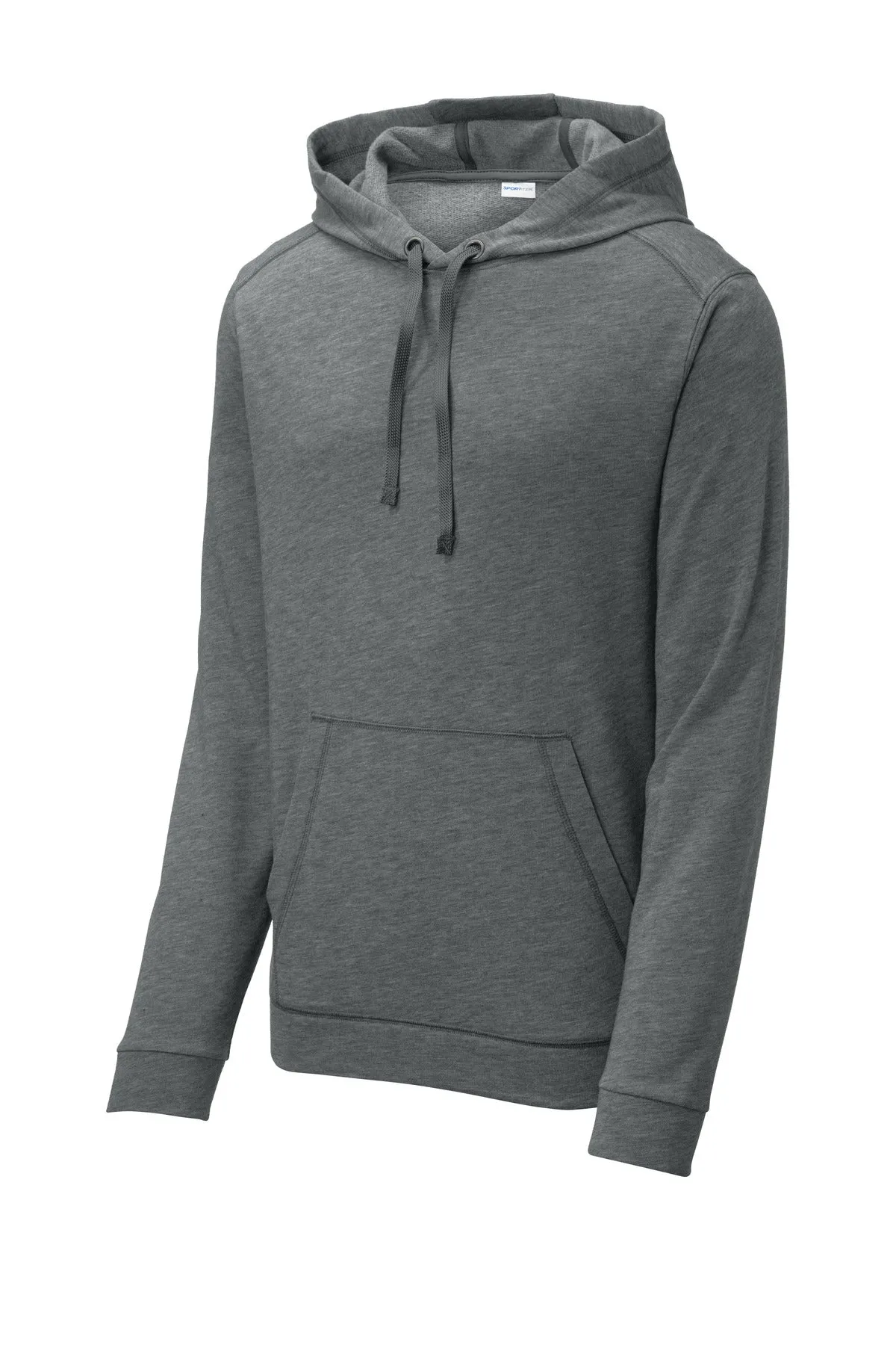 Sport-Tek  PosiCharge  Tri-Blend Wicking Fleece Hooded Pullover. ST296 Dark Grey Heather