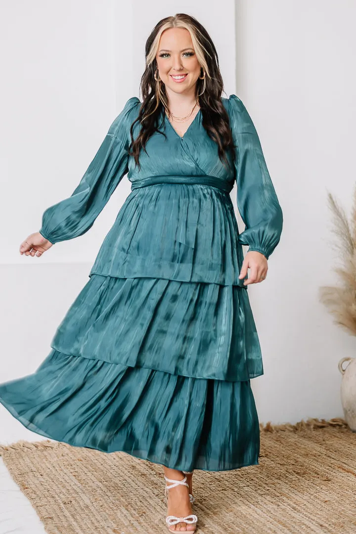 Star Of The Show Shimmer Midi Dress | Teal