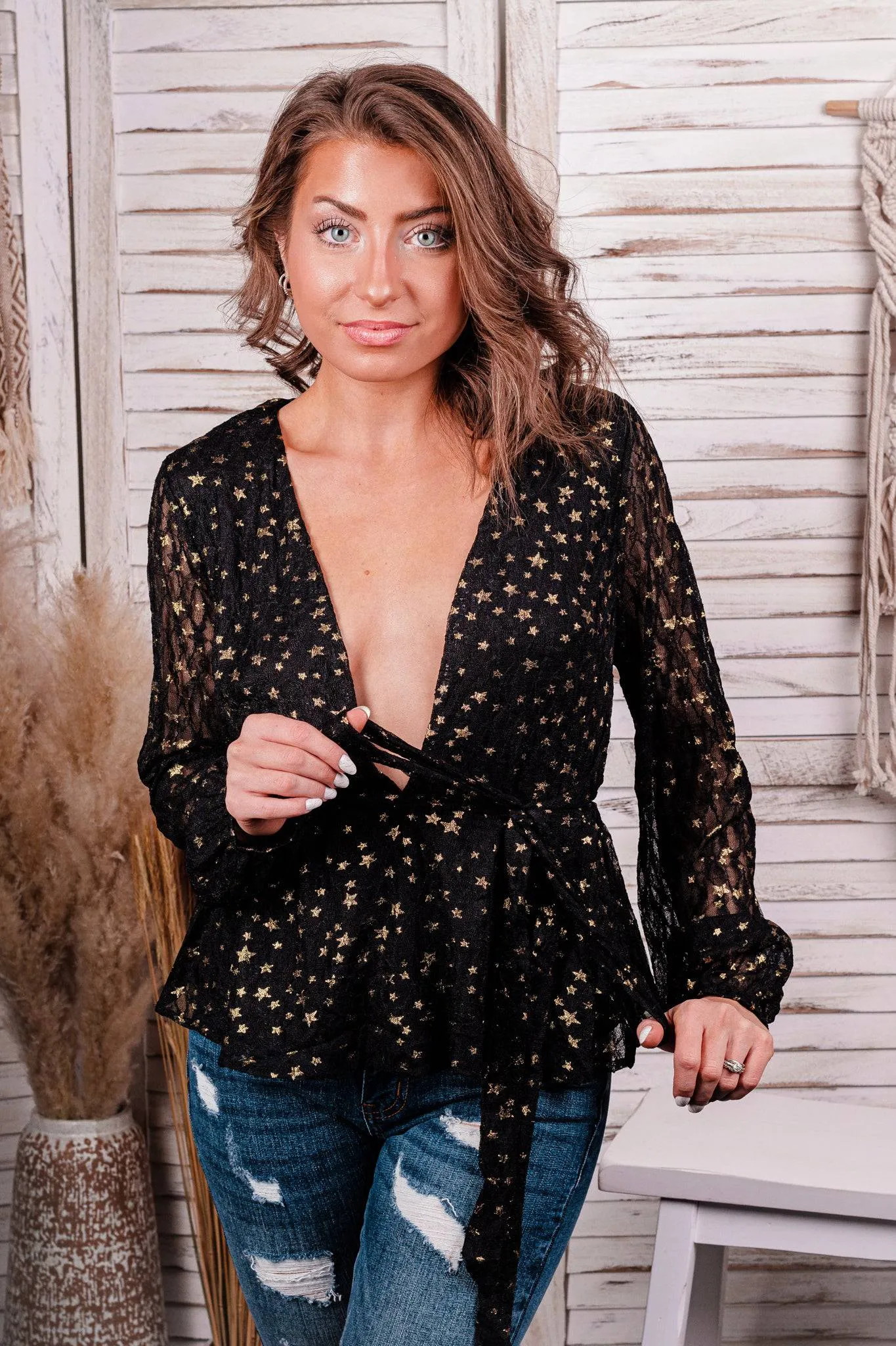 Star Struck Deep V Peplum Top