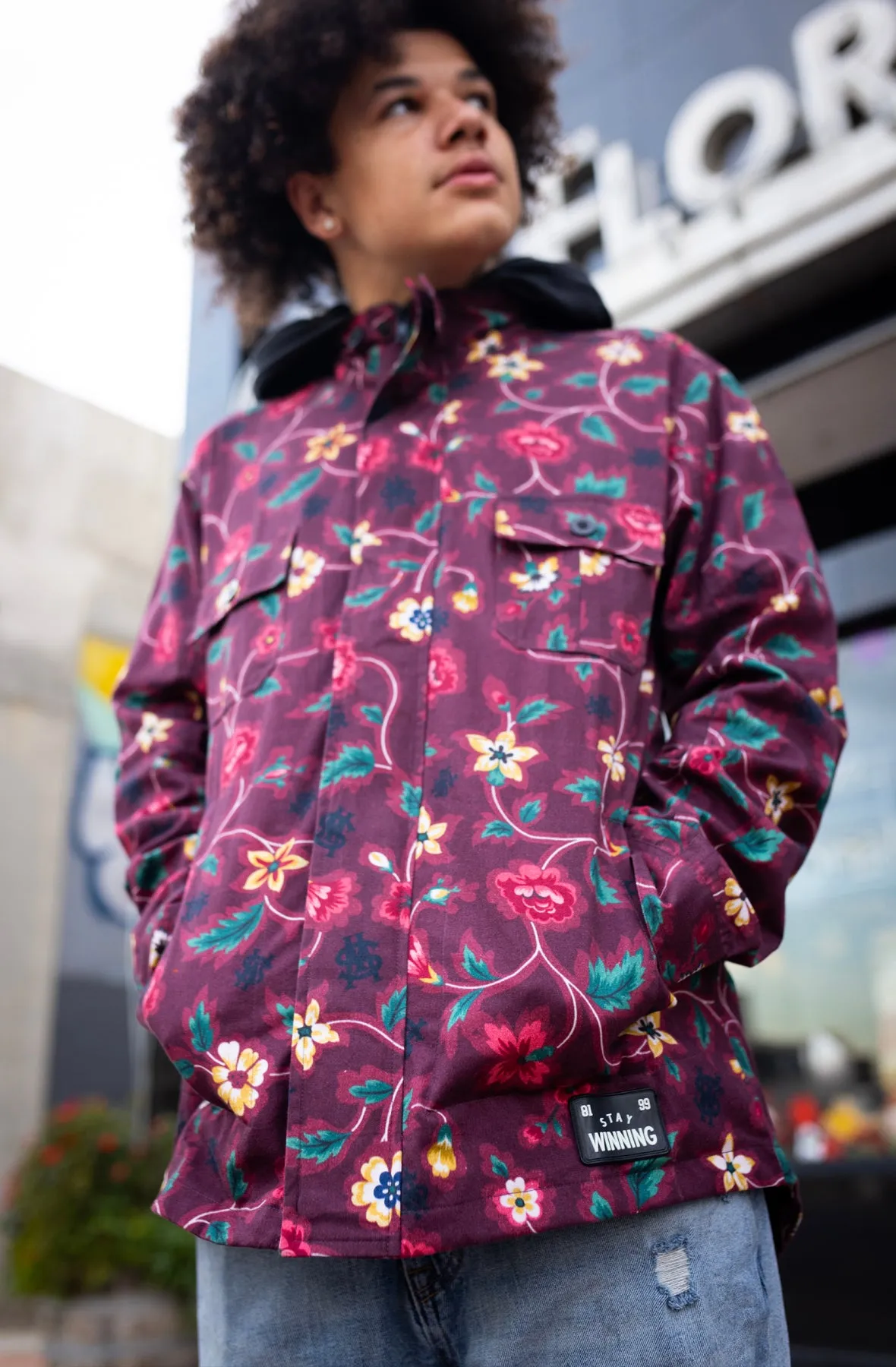 Stay Winning Maroon Floral Jacket Hoodie