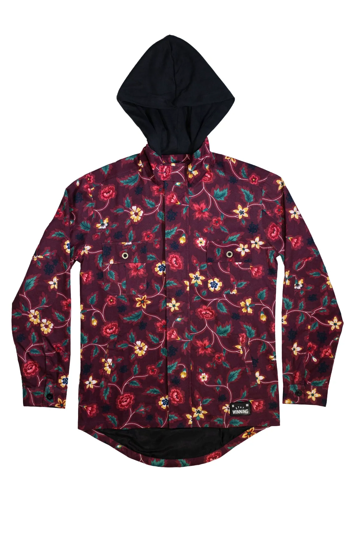 Stay Winning Maroon Floral Jacket Hoodie