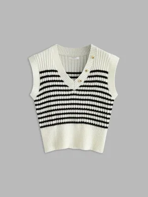 Stripe Panel Sweater Vest