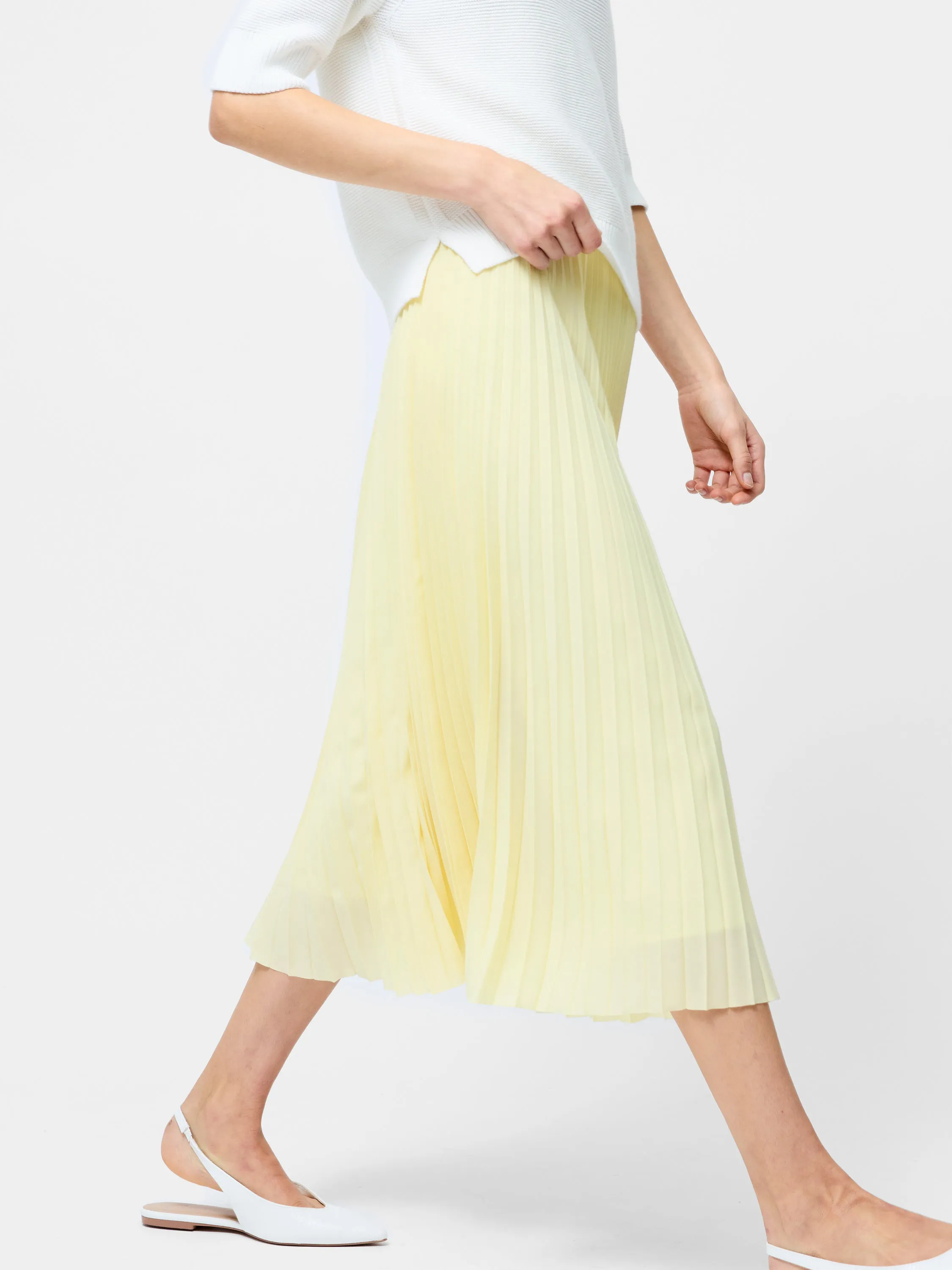 Sunburst Crepe Pleated Midi Skirt