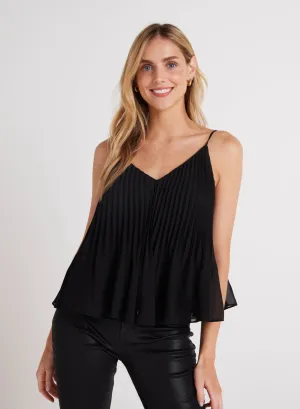Sunburst Pleated Cami Black