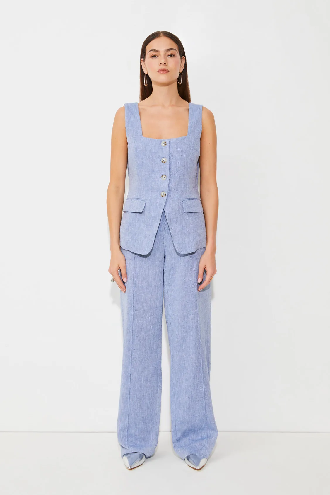 Suncoo Lennox Blue Sleeveless Vest Top