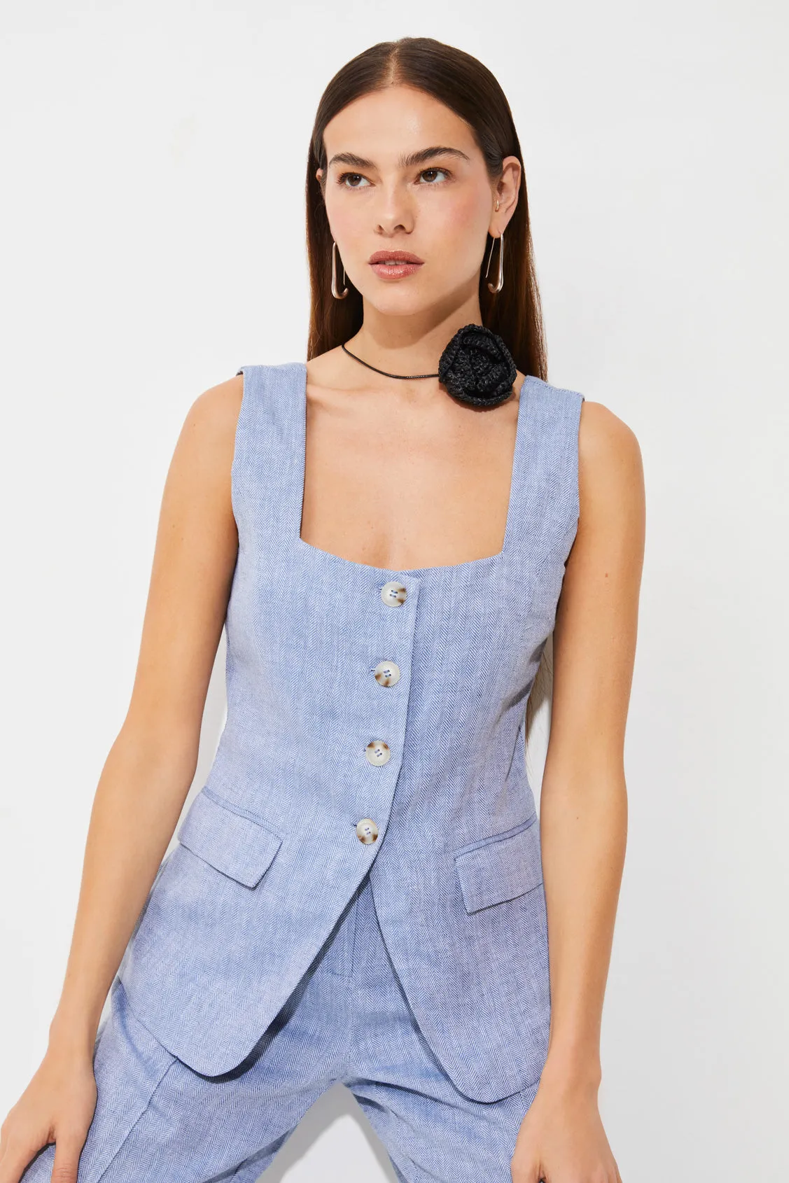 Suncoo Lennox Blue Sleeveless Vest Top