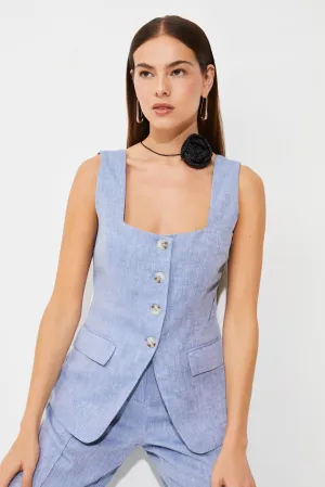 Suncoo Lennox Blue Sleeveless Vest Top