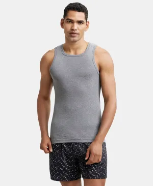 Super Combed Cotton Rib Square Neck Sleeveless Vest - Mid Grey Melange