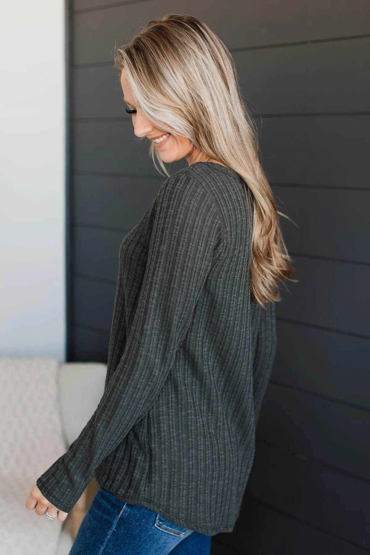 Take Them By Surprise Button Top- Vintage Olive