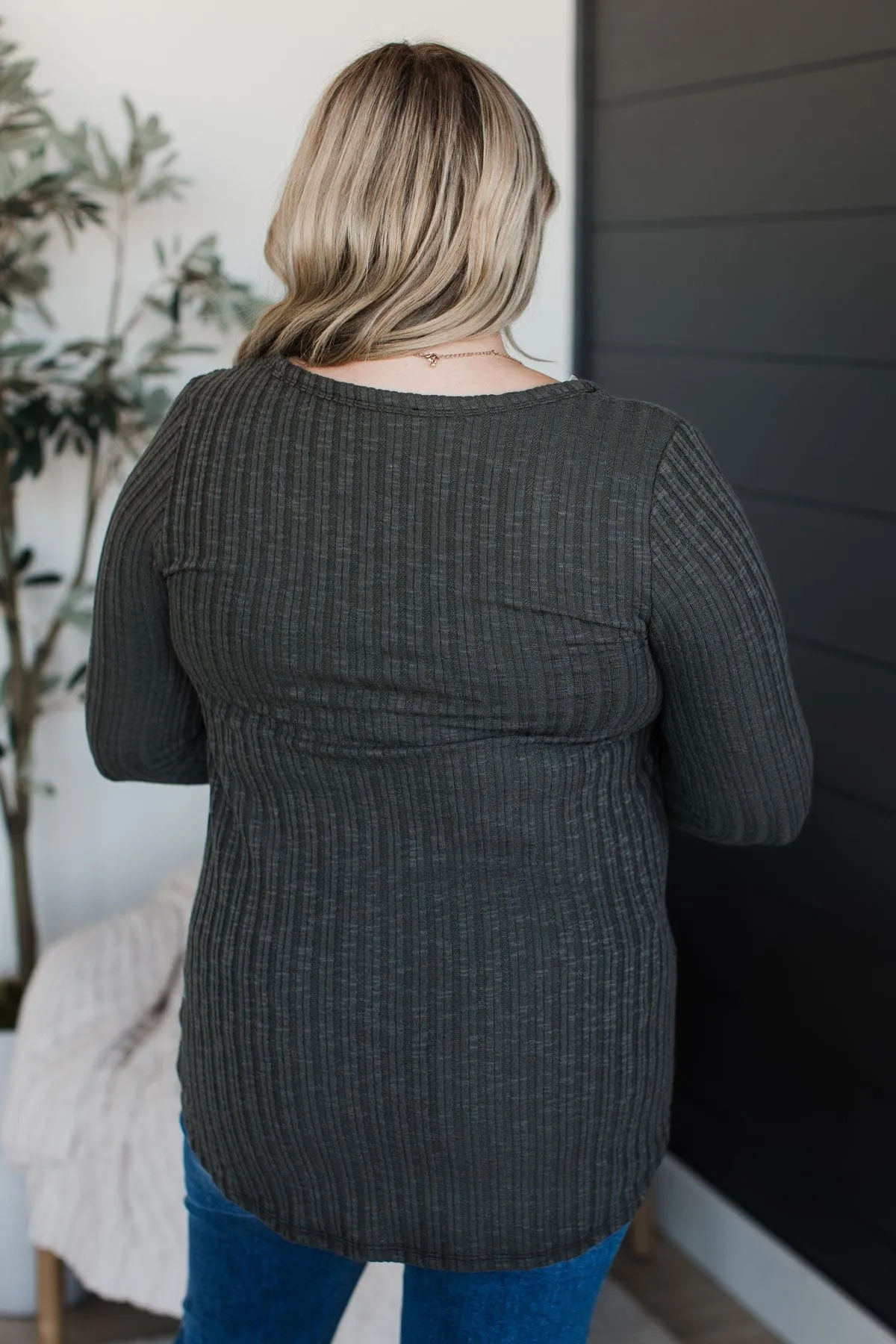 Take Them By Surprise Button Top- Vintage Olive