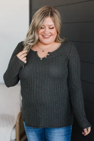 Take Them By Surprise Button Top- Vintage Olive