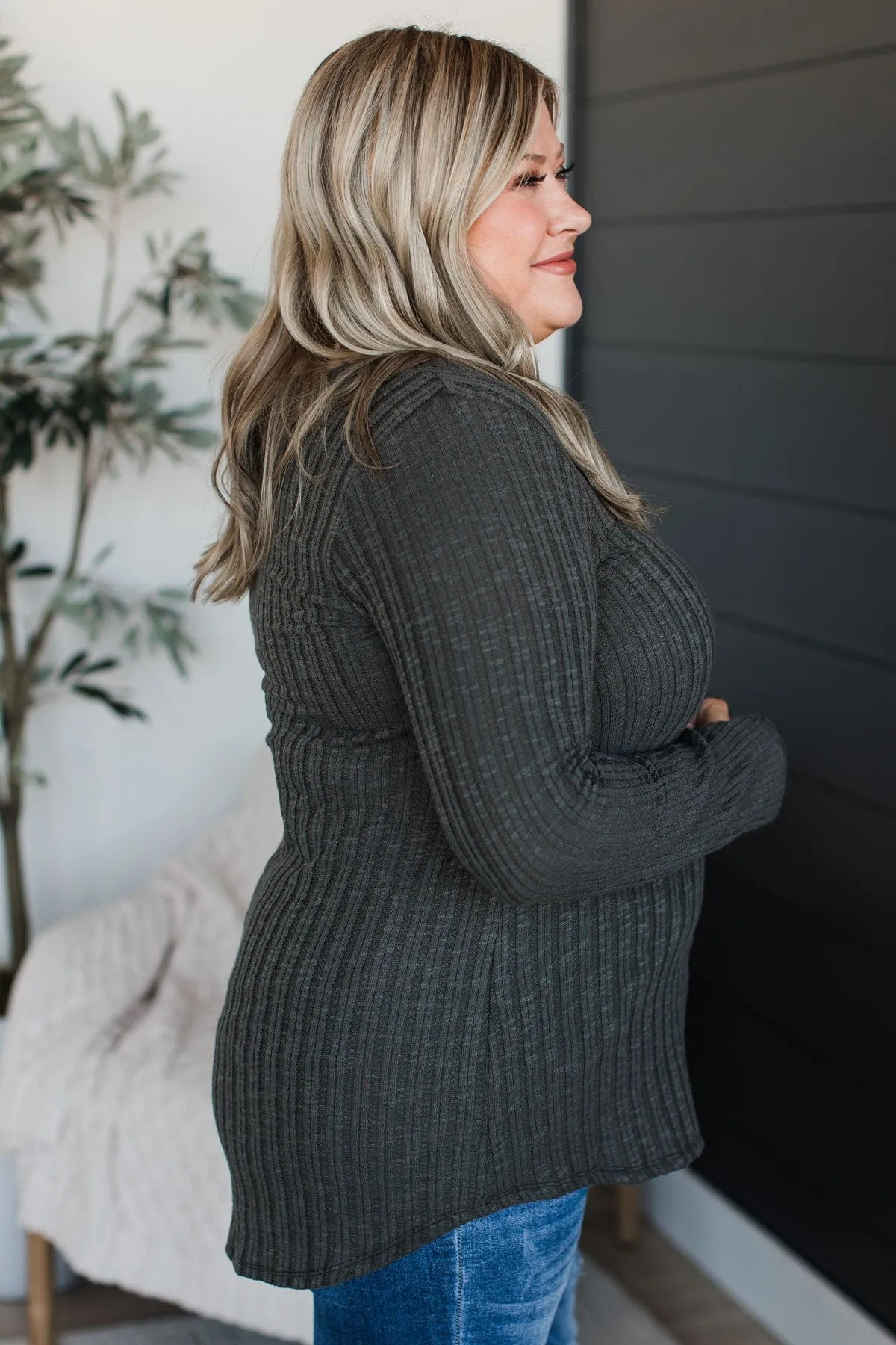 Take Them By Surprise Button Top- Vintage Olive