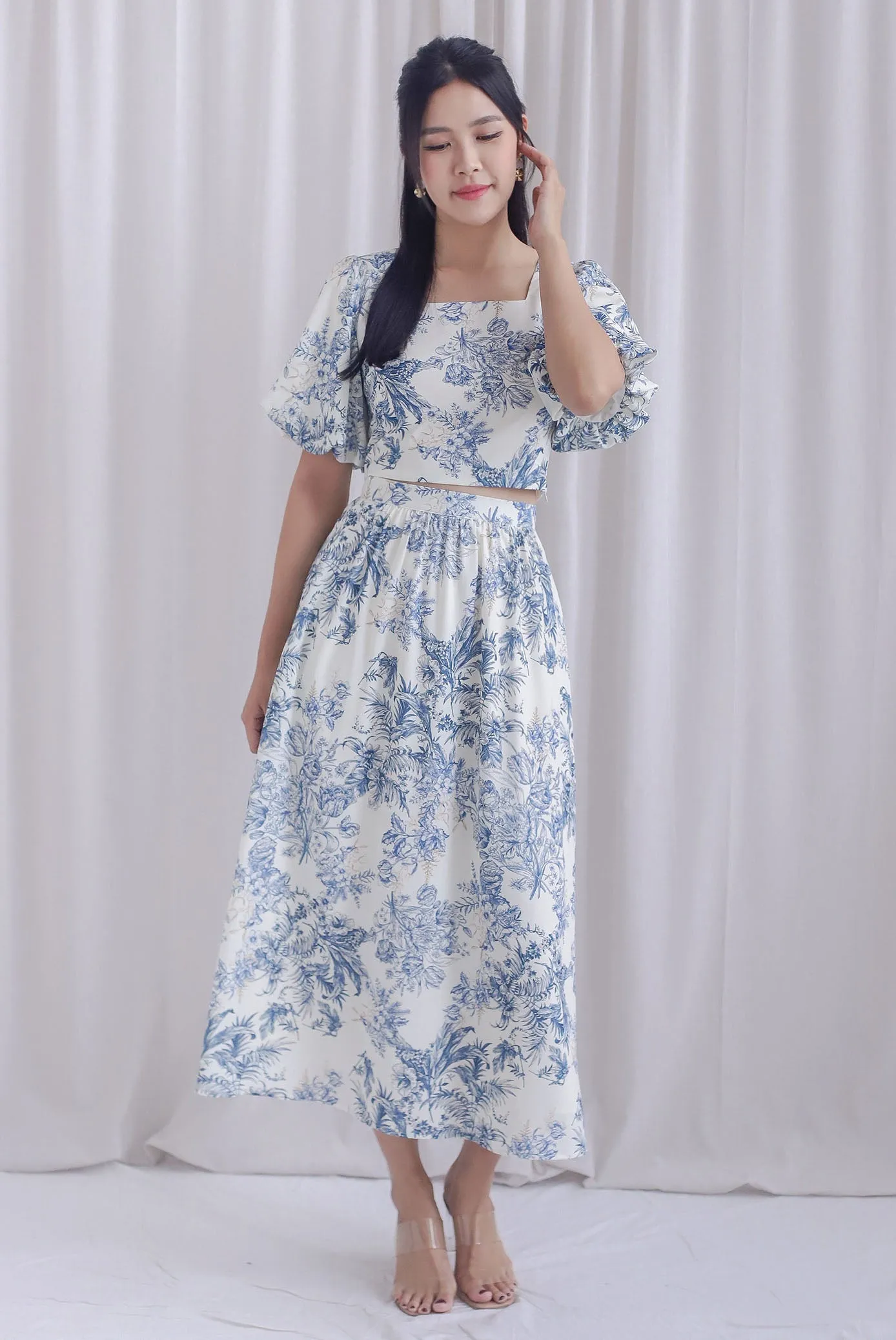 TDC Eden Chinoiserie Puffy Sleeve Top