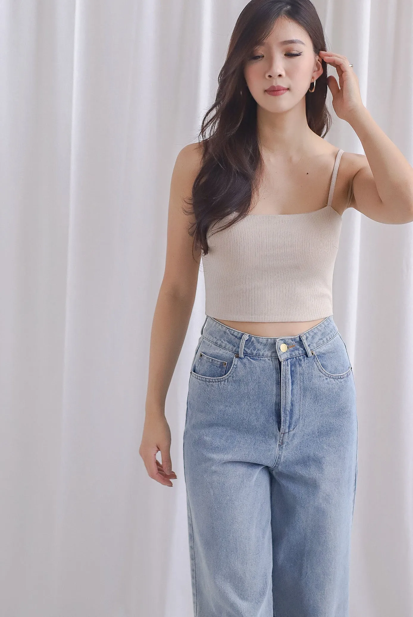TDC Emberlyn Padded Bralet Crop Top In Ecru