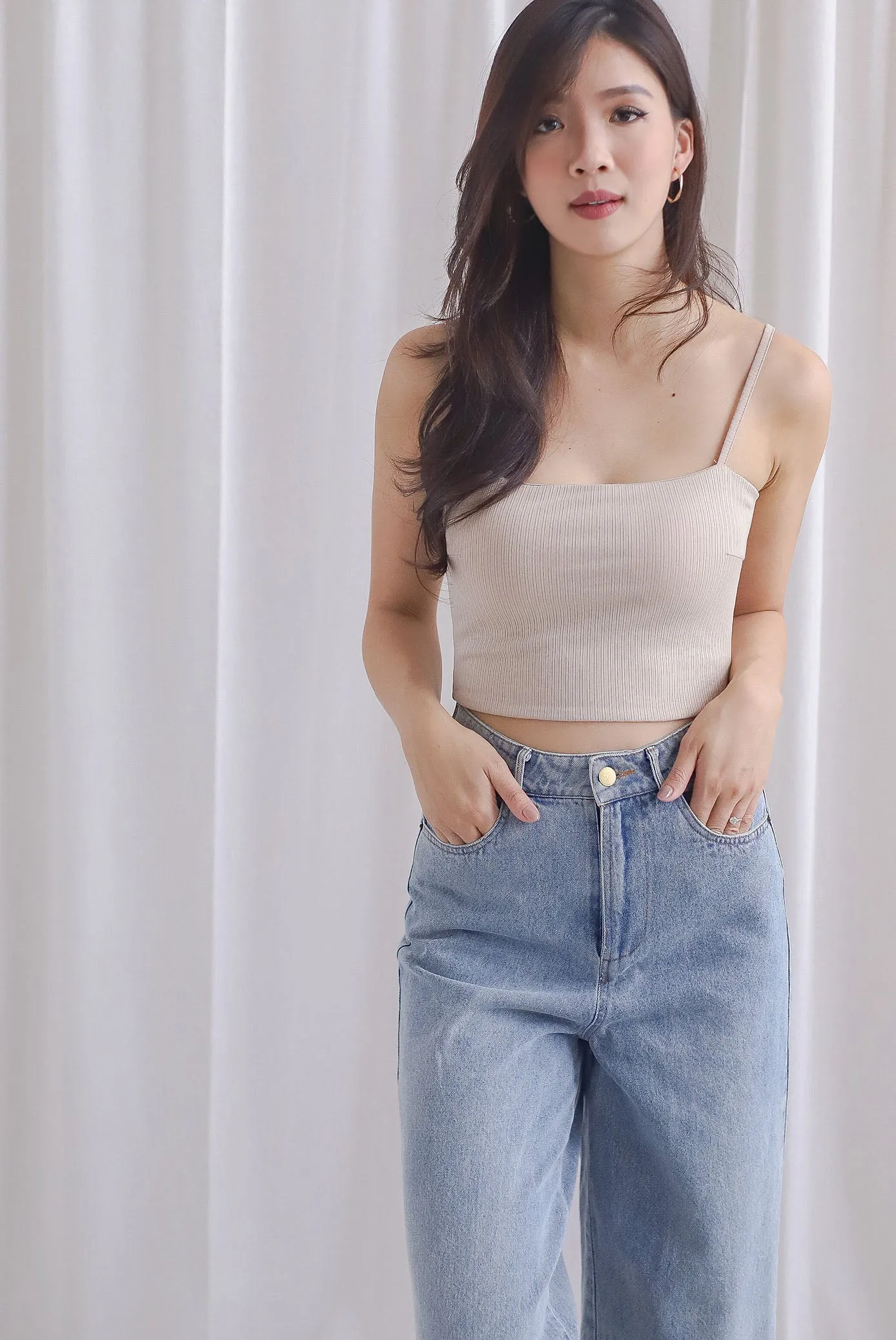 TDC Emberlyn Padded Bralet Crop Top In Ecru
