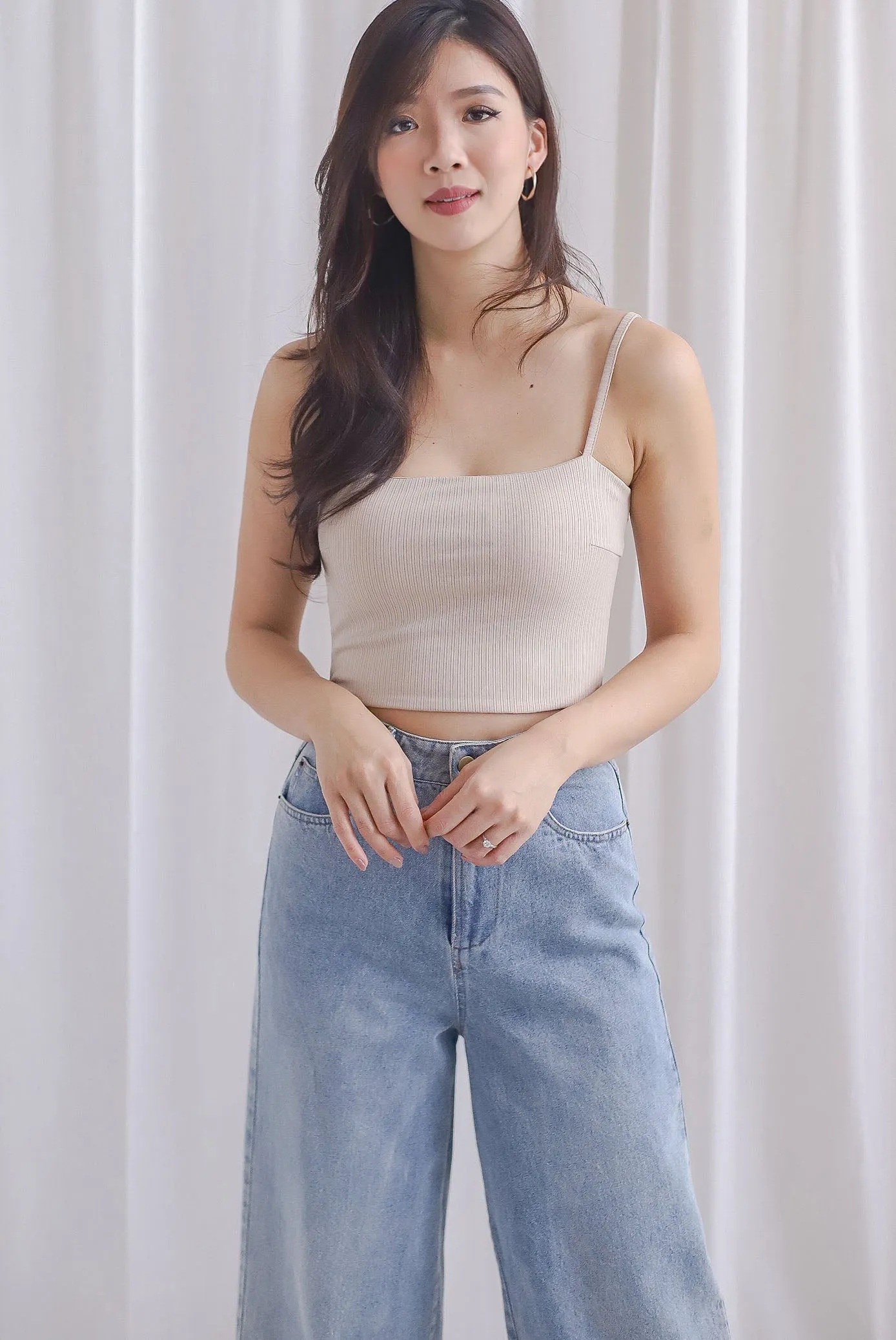 TDC Emberlyn Padded Bralet Crop Top In Ecru