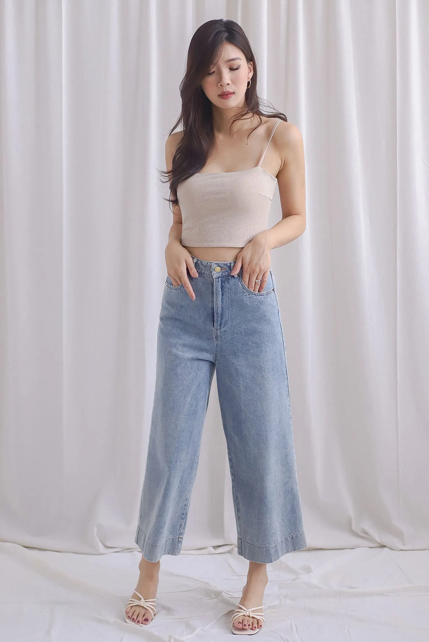 TDC Emberlyn Padded Bralet Crop Top In Ecru