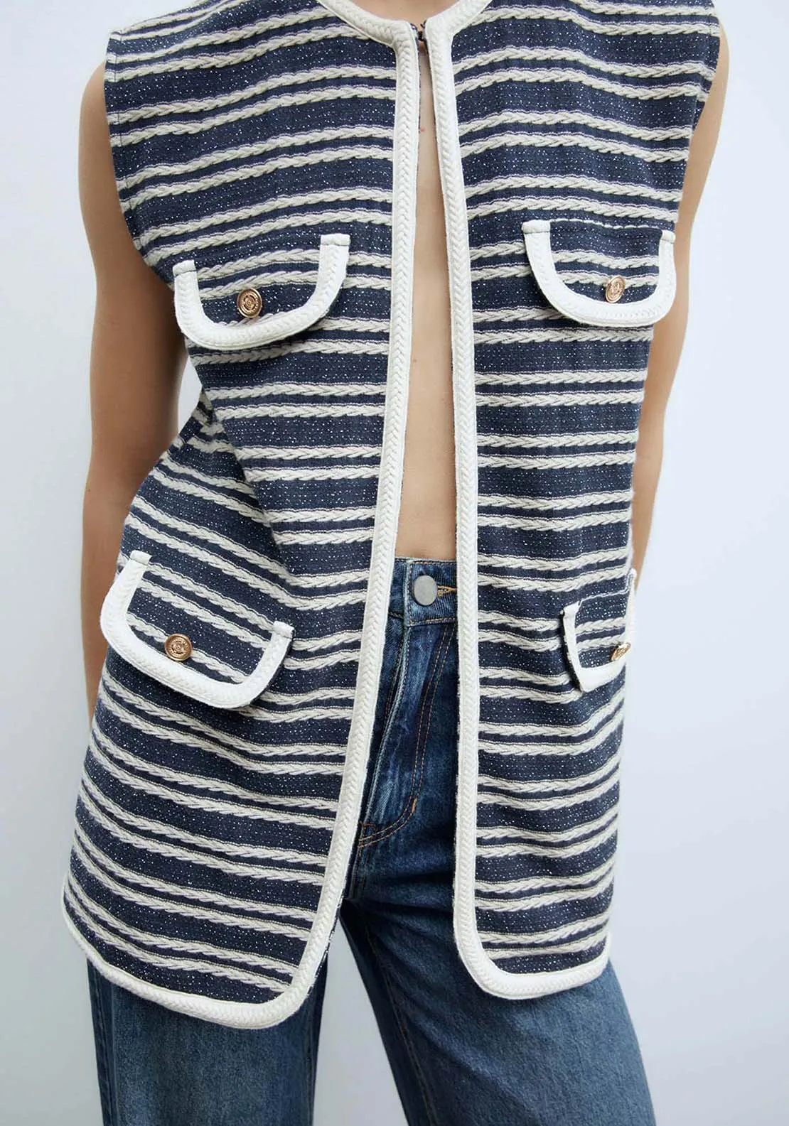 Textured Waistcoat - Navy