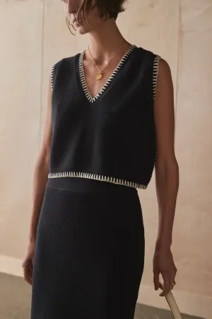 The Bronwynne Knit Vest - Black