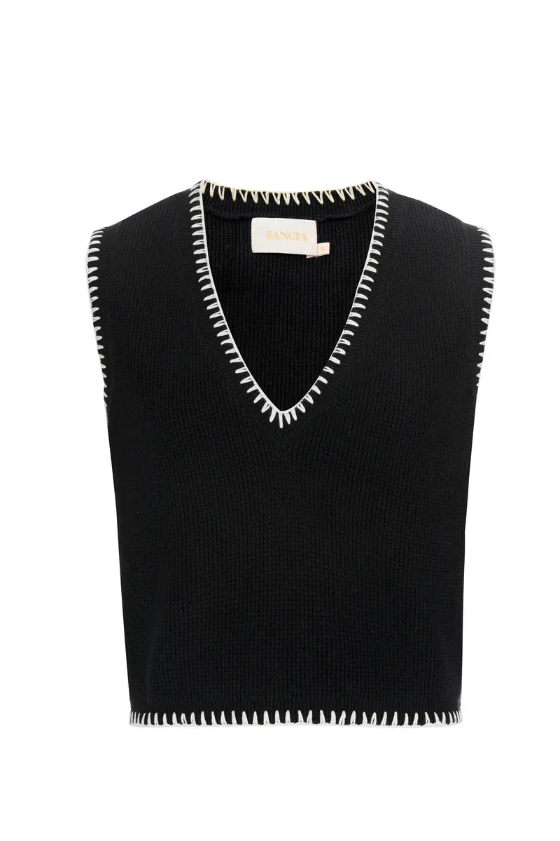 The Bronwynne Knit Vest - Black