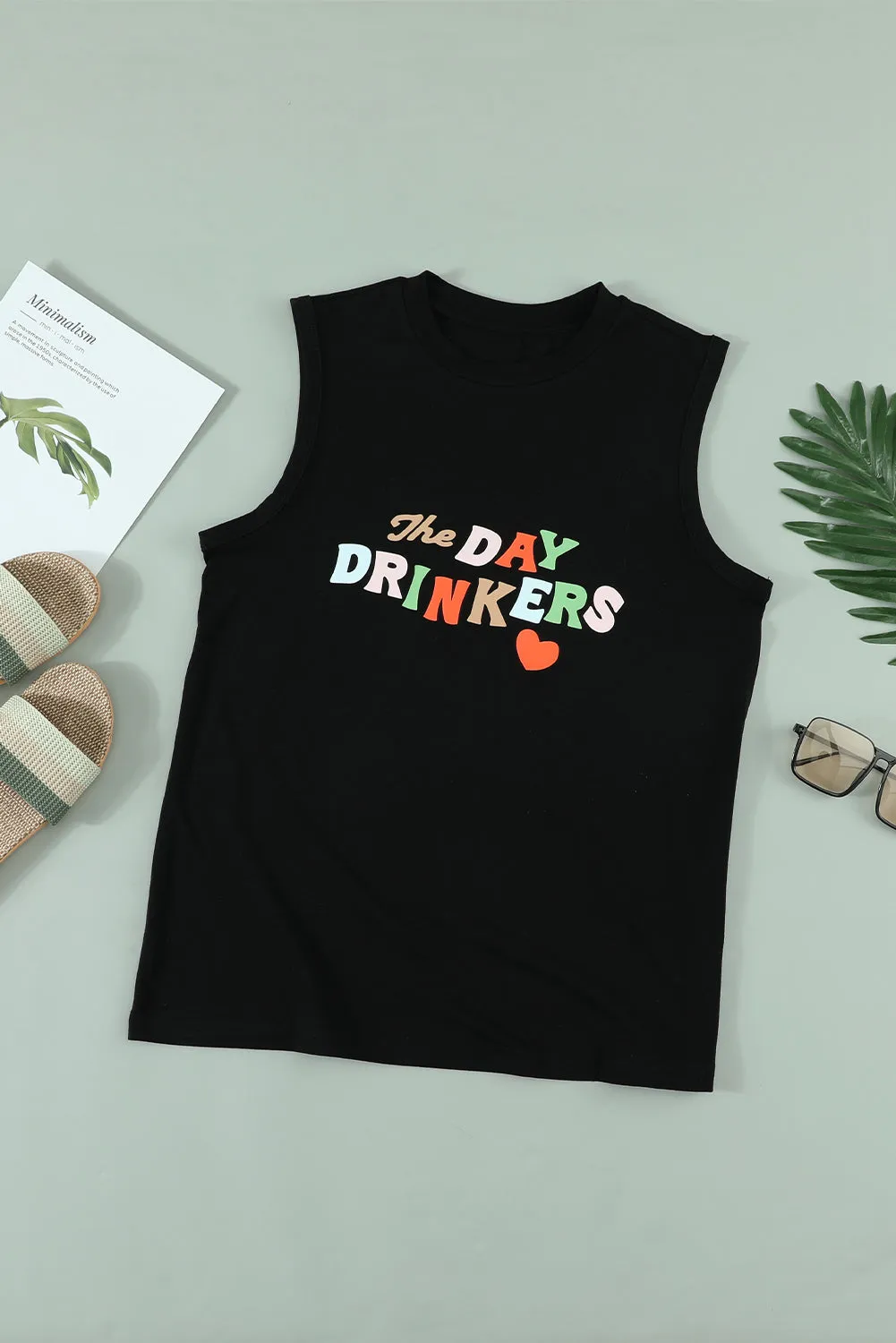 The DAY DRINKERS Letters Print Tank Top