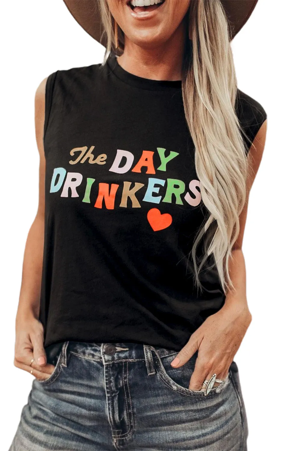 The DAY DRINKERS Letters Print Tank Top