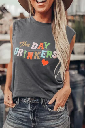 The DAY DRINKERS Letters Print Tank Top