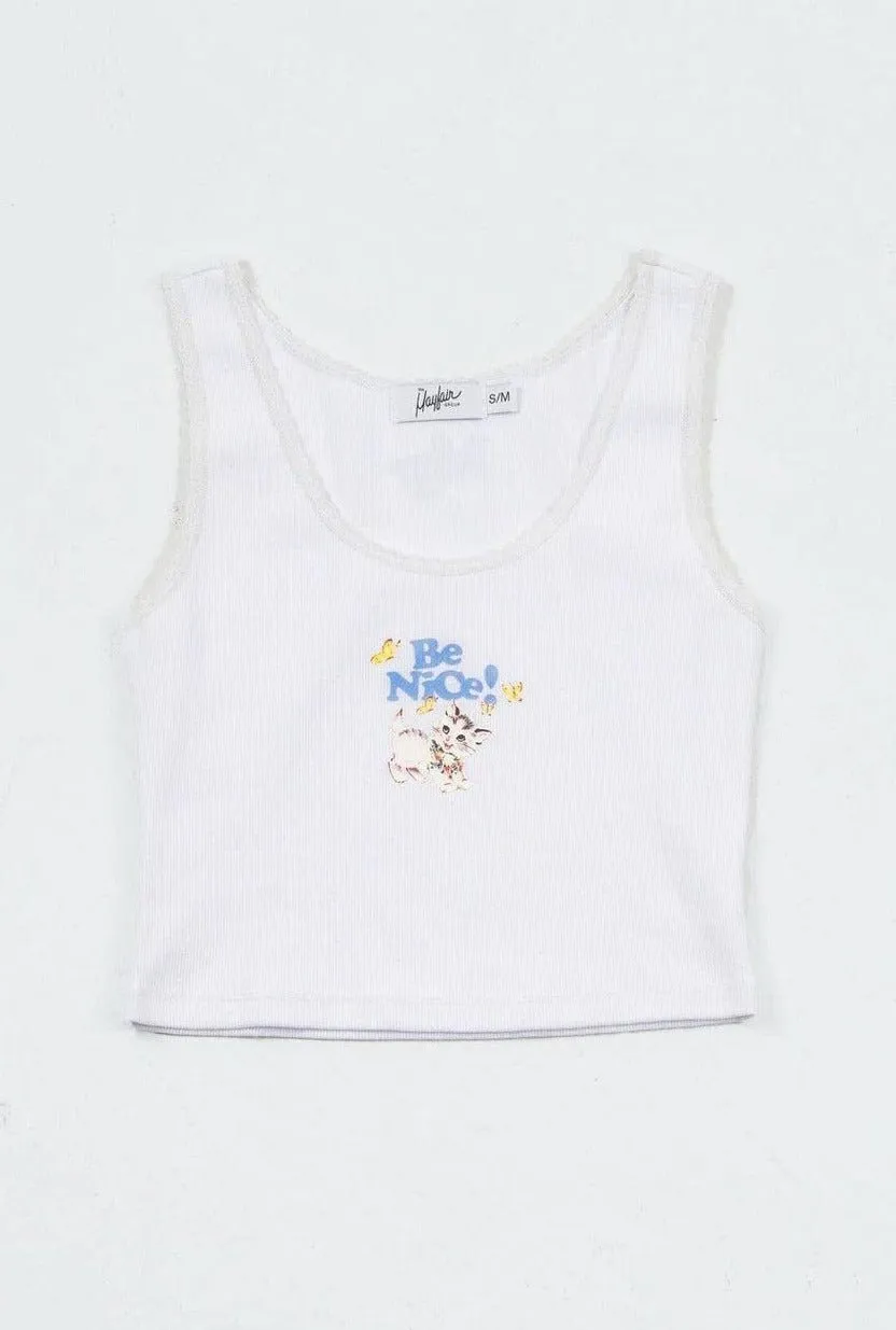The Mayfair Group Be Nice! White Tank Top - Seen on Vanessa Hudgens & Nicole Scherzinger