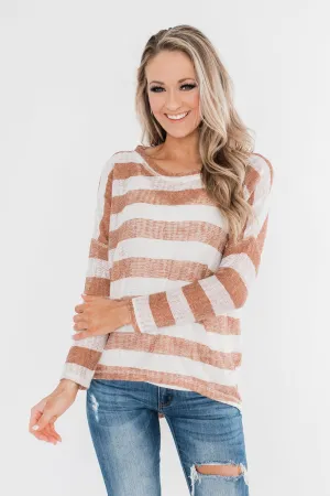 The Right Direction Striped Knitted Top- Light Rust