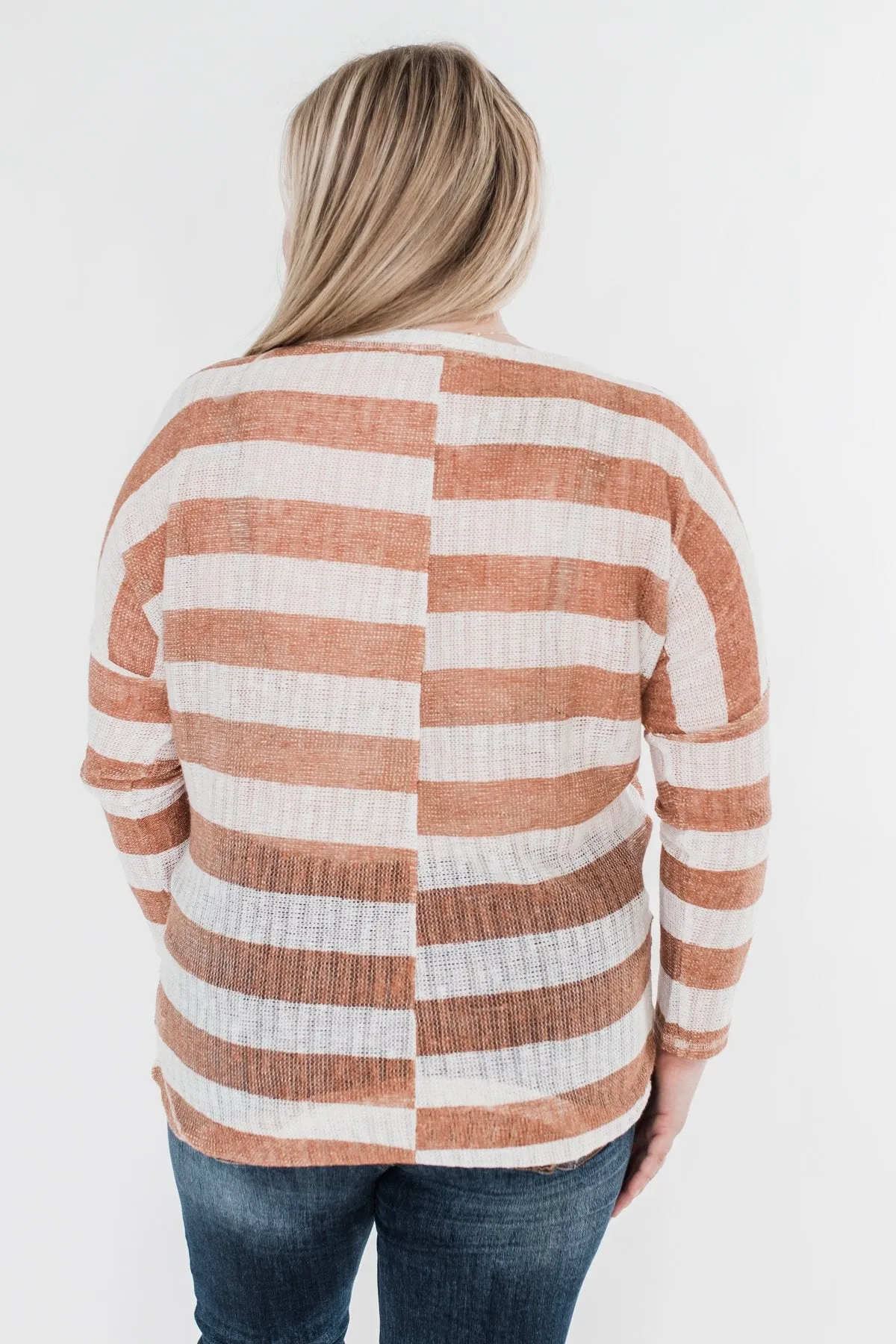 The Right Direction Striped Knitted Top- Light Rust