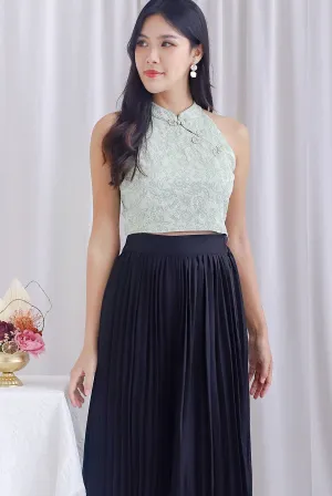 Tina Emboss Cut In Cheongsam Top In Green