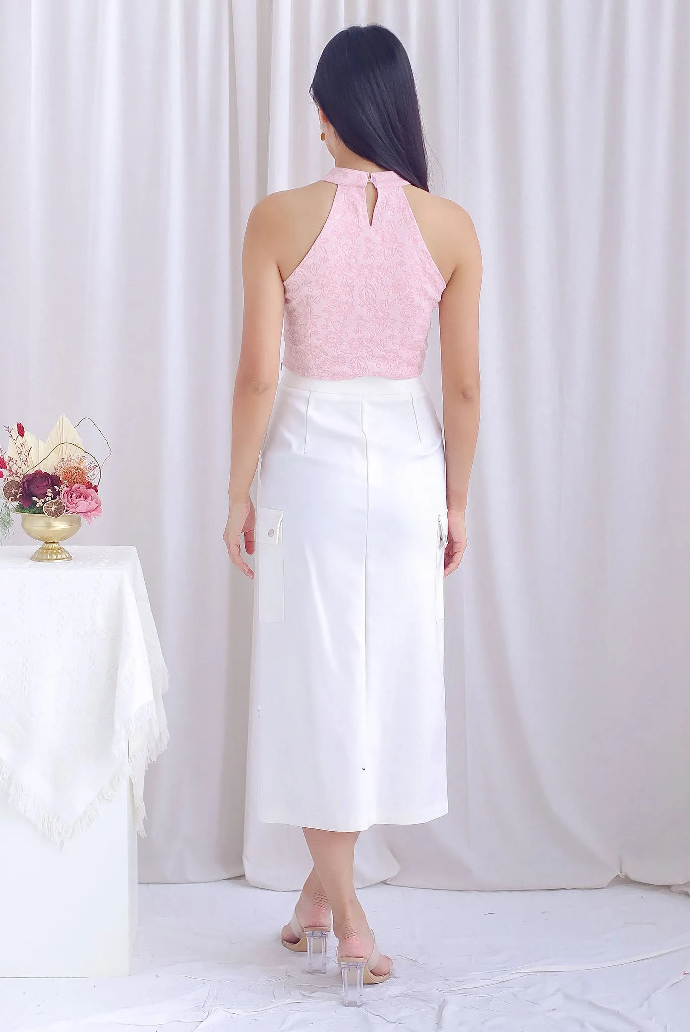 Tina Emboss Cut In Cheongsam Top In Pink