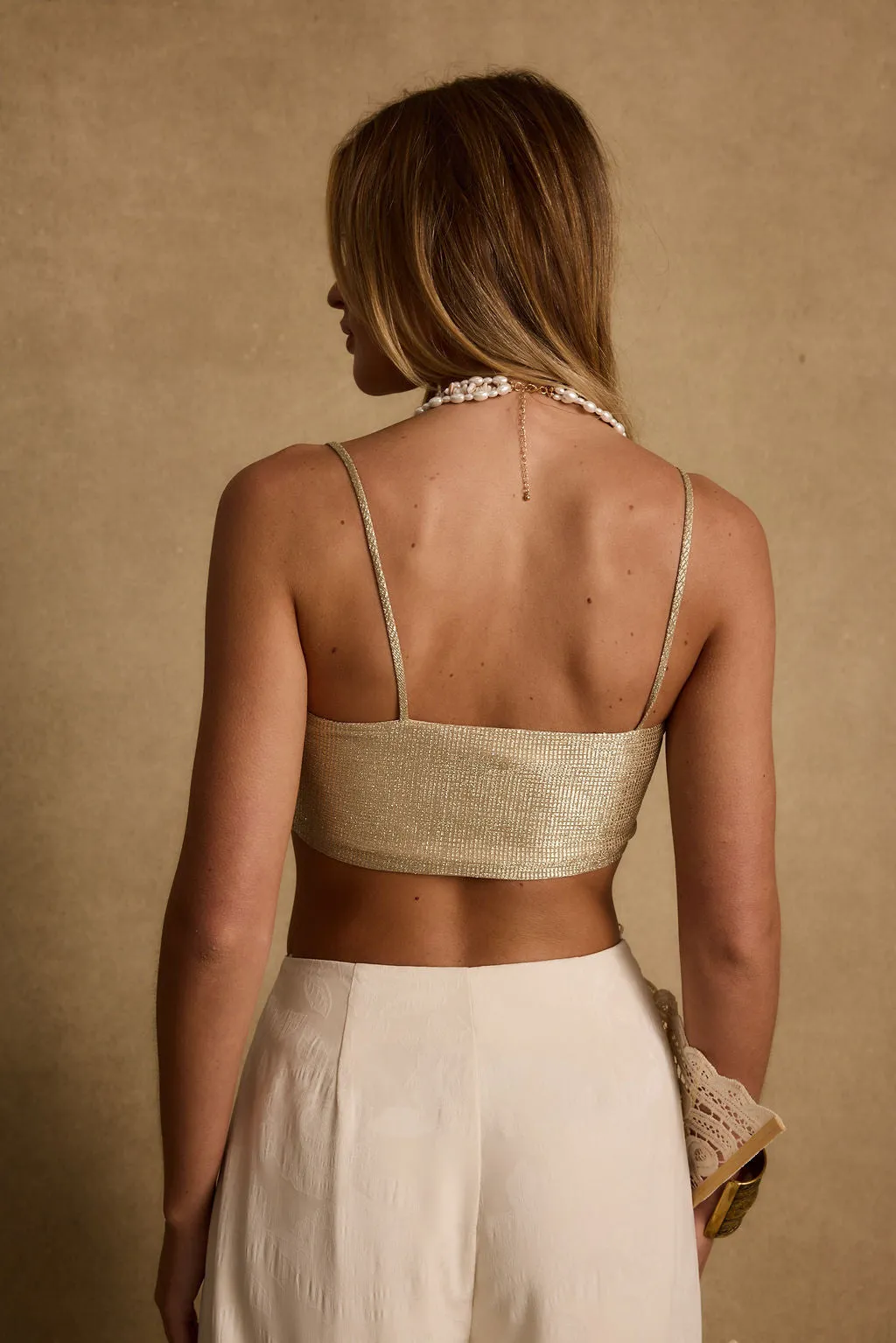 Toulouse Metallic Gold Crop Top