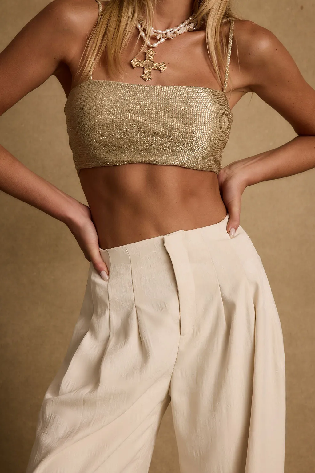 Toulouse Metallic Gold Crop Top