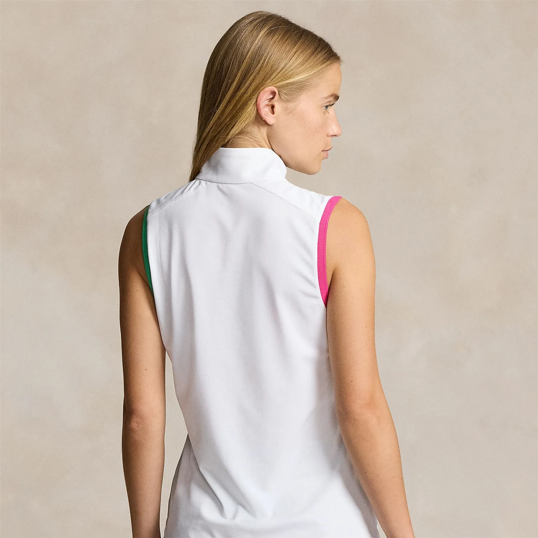 Tri Quarter Zip Pullover Ceramic White/Bright Pink/Vineyard Green/Refined Navy