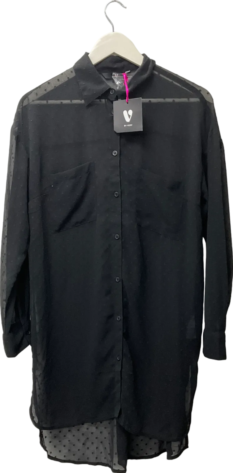 Very Black Yours Curve Texture Sheer Shirt UK 10