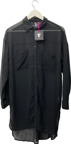 Very Black Yours Curve Texture Sheer Shirt UK 10