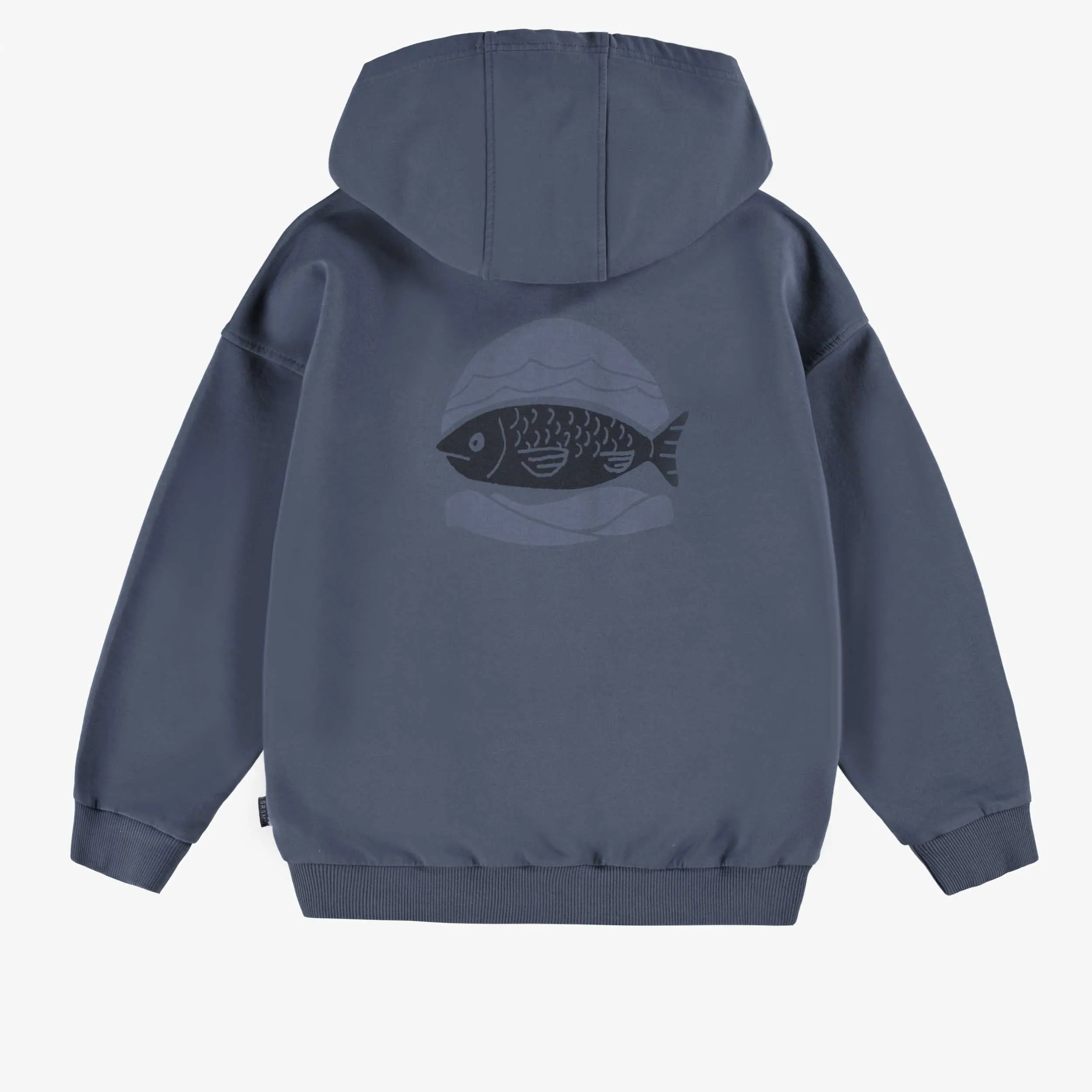 Veste à capuchon bleu marine, enfant || Navy blue hooded vest, child