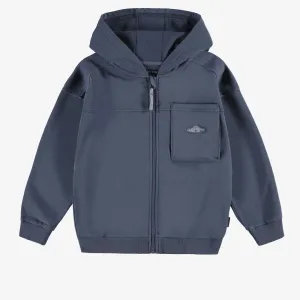 Veste à capuchon bleu marine, enfant || Navy blue hooded vest, child