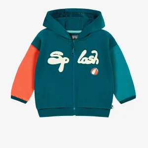 Veste turquoise à capuchon, bébé || Turquoise hooded jacket, baby
