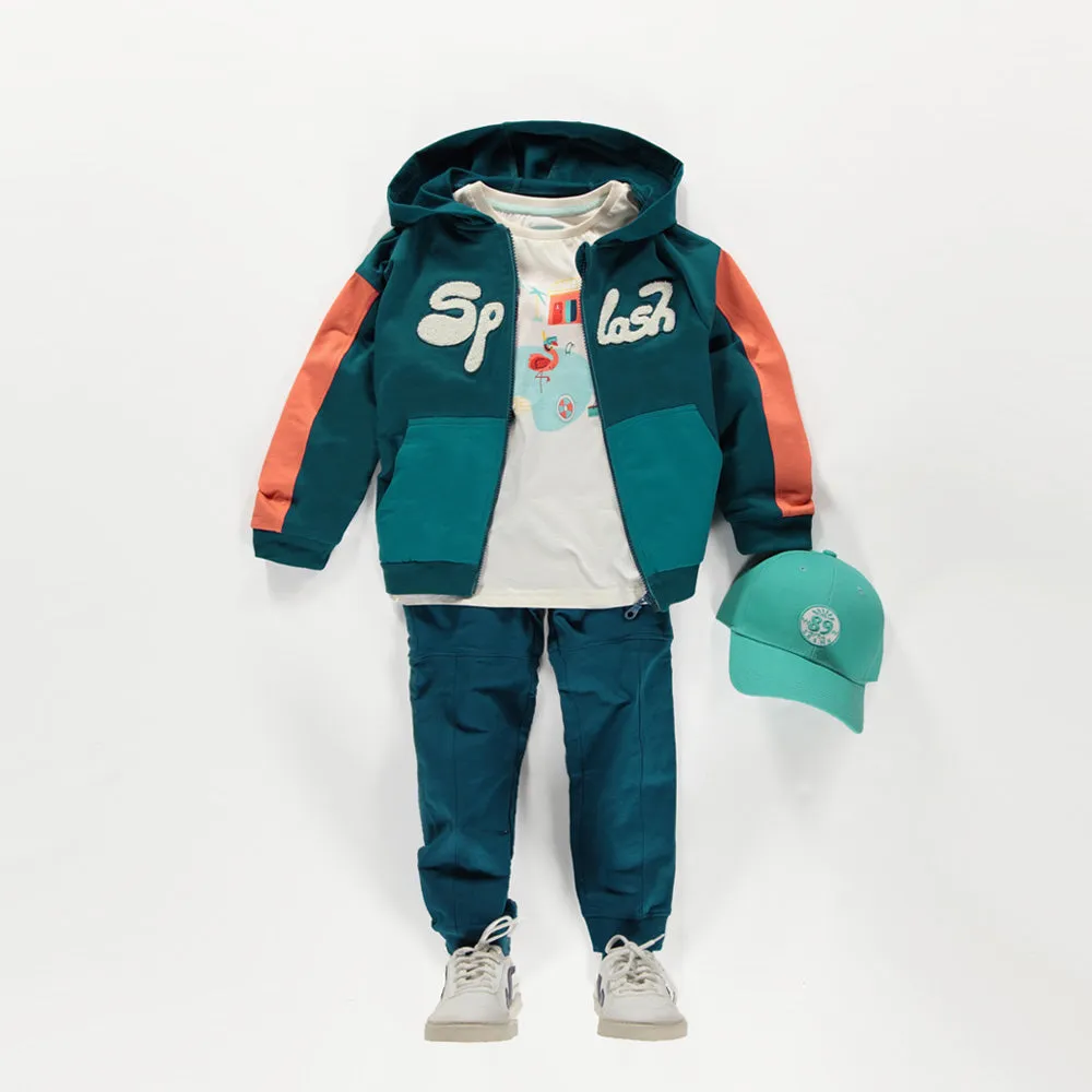Veste turquoise à capuchon, enfant || Turquoise hooded jacket, child