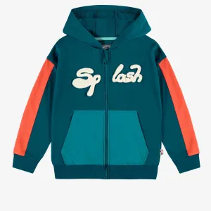 Veste turquoise à capuchon, enfant || Turquoise hooded jacket, child