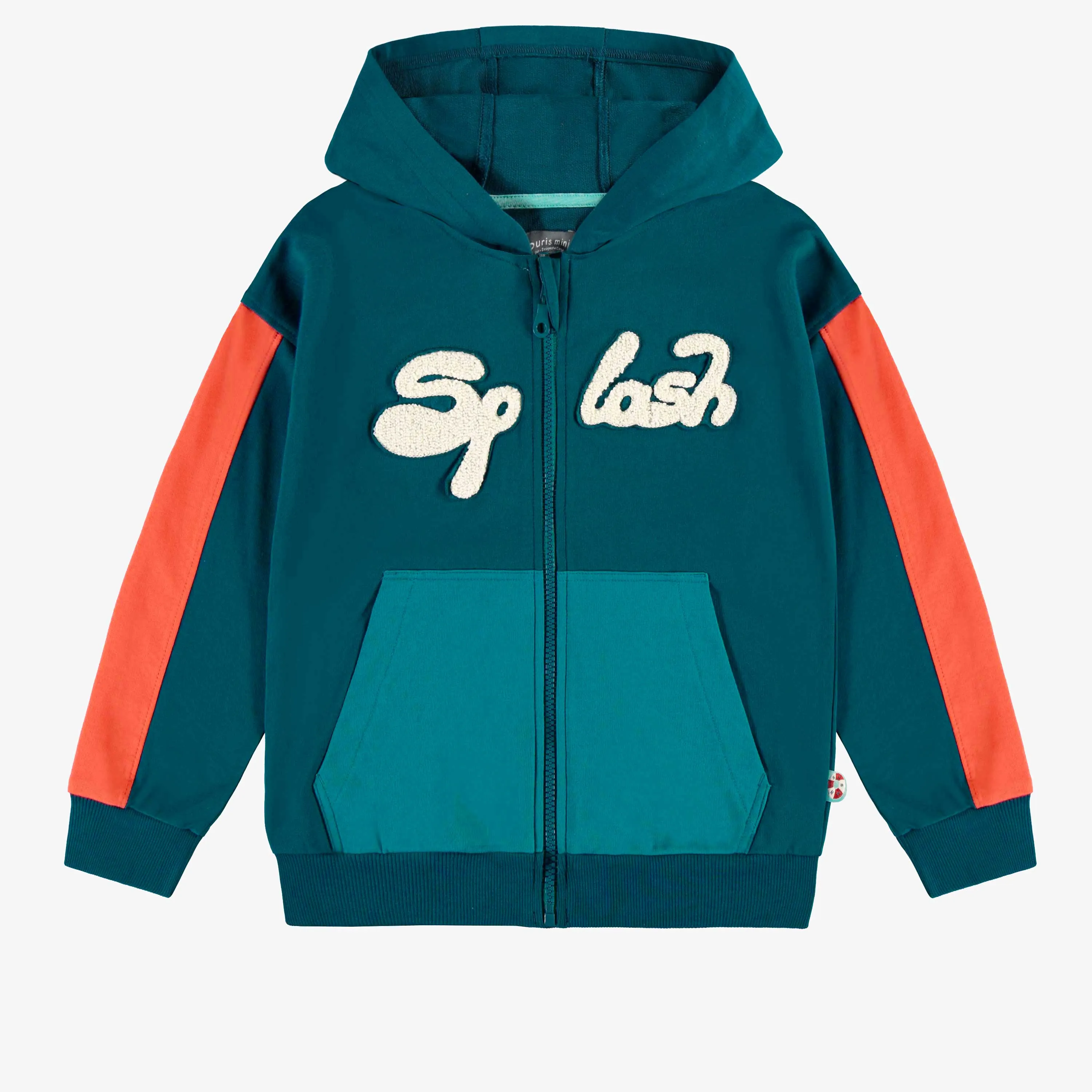 Veste turquoise à capuchon, enfant || Turquoise hooded jacket, child
