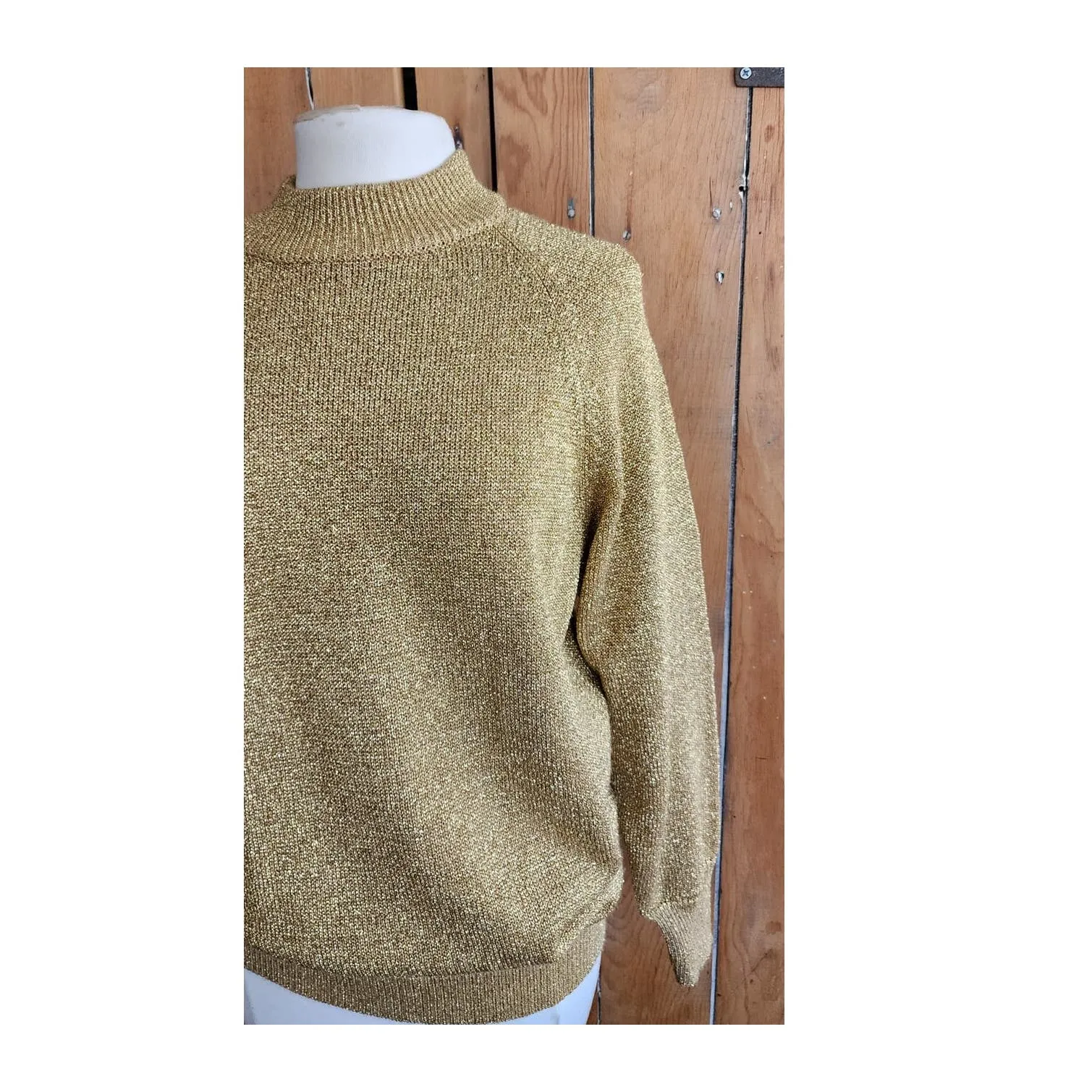 Vintage 80s Metallic Gold Sweater Liz Claiborne