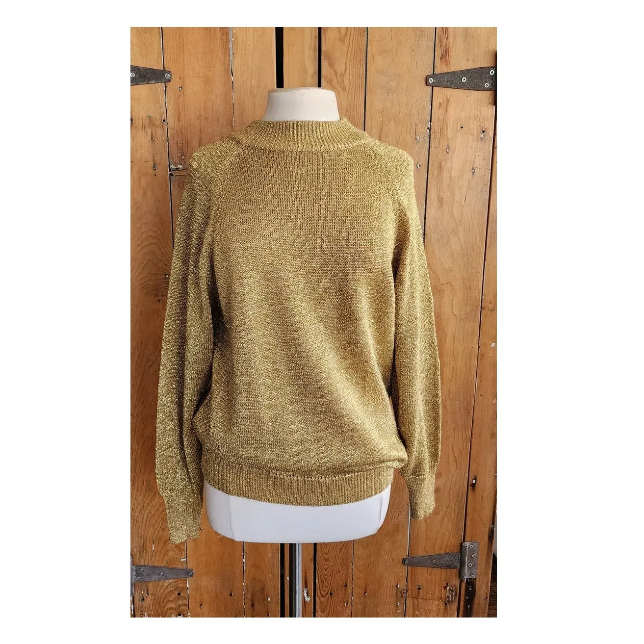 Vintage 80s Metallic Gold Sweater Liz Claiborne