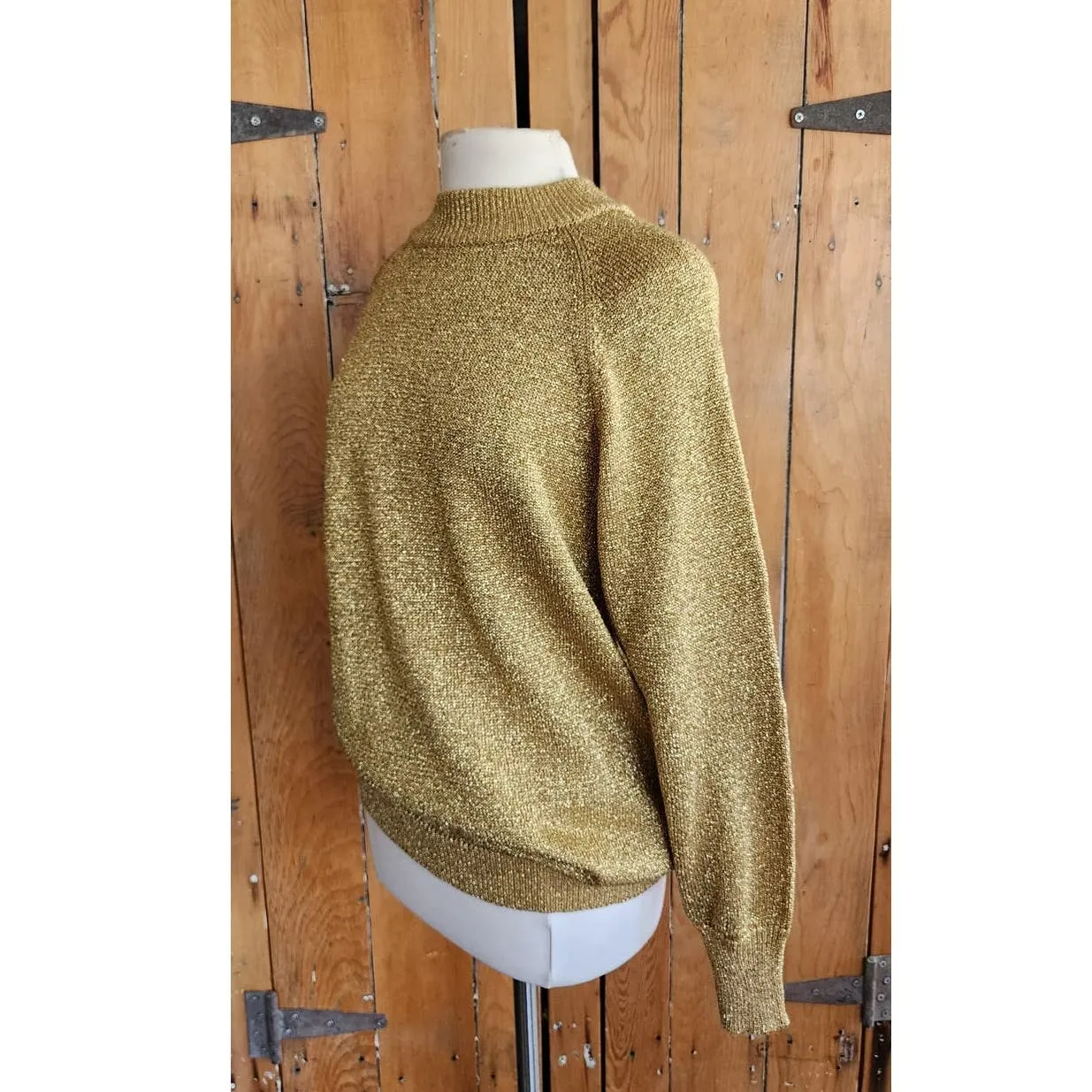 Vintage 80s Metallic Gold Sweater Liz Claiborne