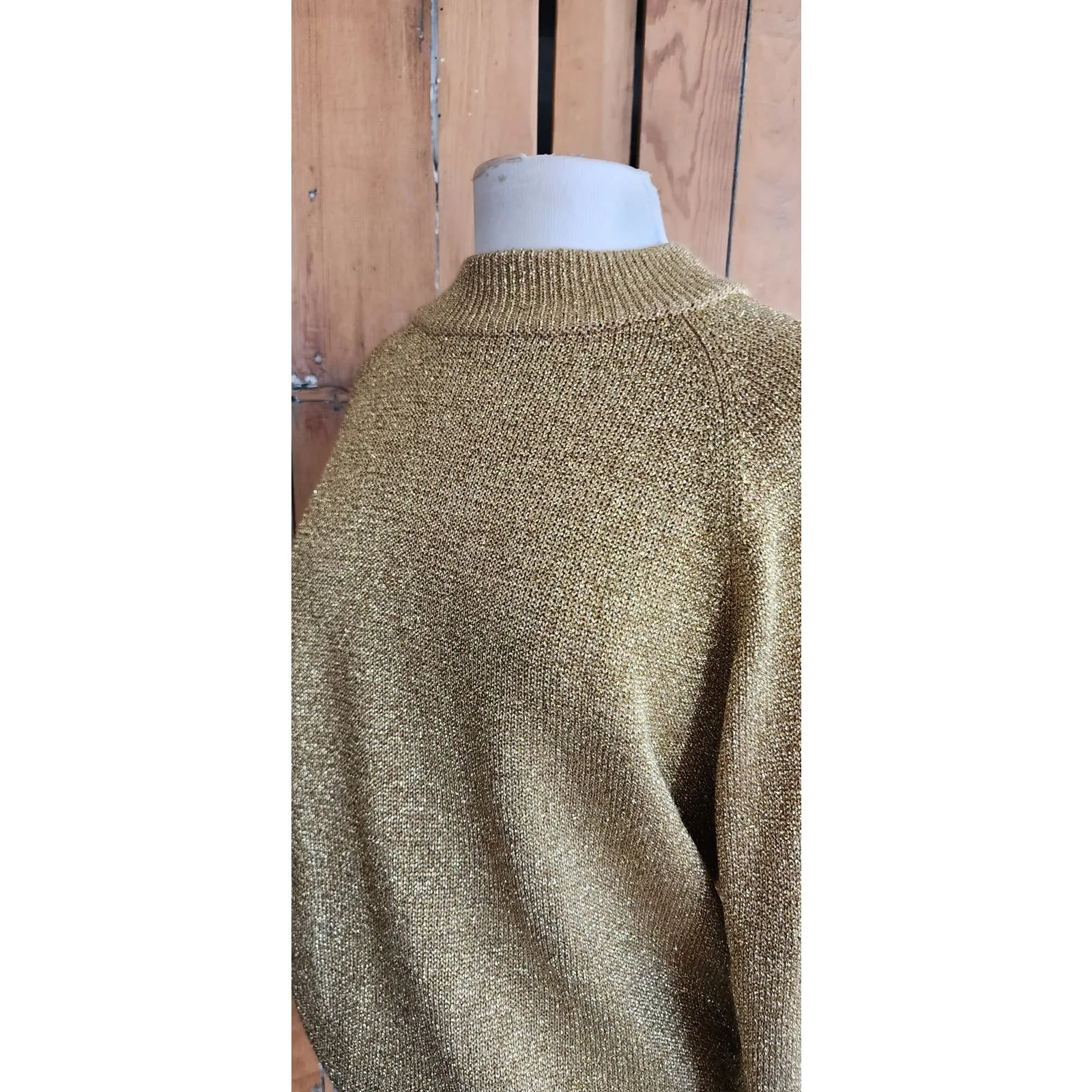 Vintage 80s Metallic Gold Sweater Liz Claiborne